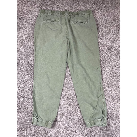 J Crew Pants Womens 10 Olive Woven Ankle Military Army Earthy Minimal Elastic - Picture 2 of 9